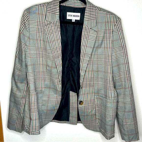 Steve Madden Prince of Wales Plaid Tailored blazer size XL - Picture 5 of 5